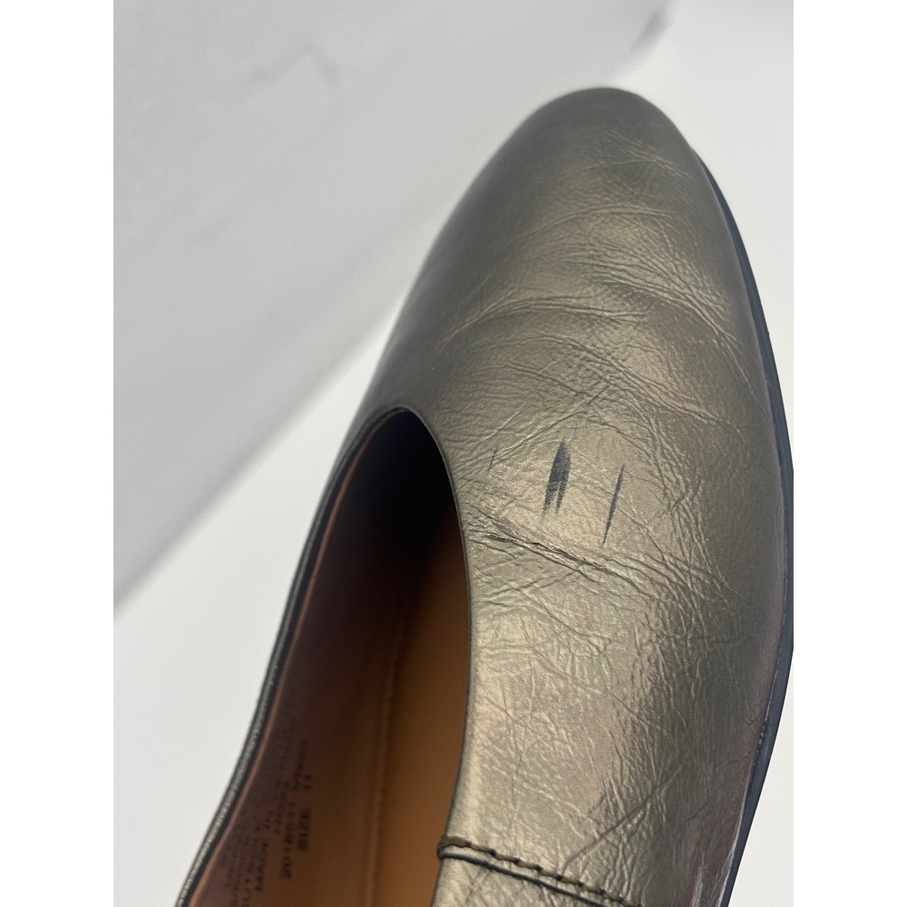 MADEWELL Gold Ballet Flat Shoe Metallic Pewter Leather Round Square Women's 11 - Picture 11 of 11
